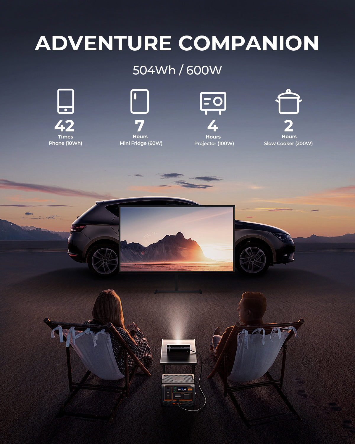 BLUETTI AC60P ORKUBANKI - 600W - VATNSVARINN - IP65 - VARA HÆTTIR