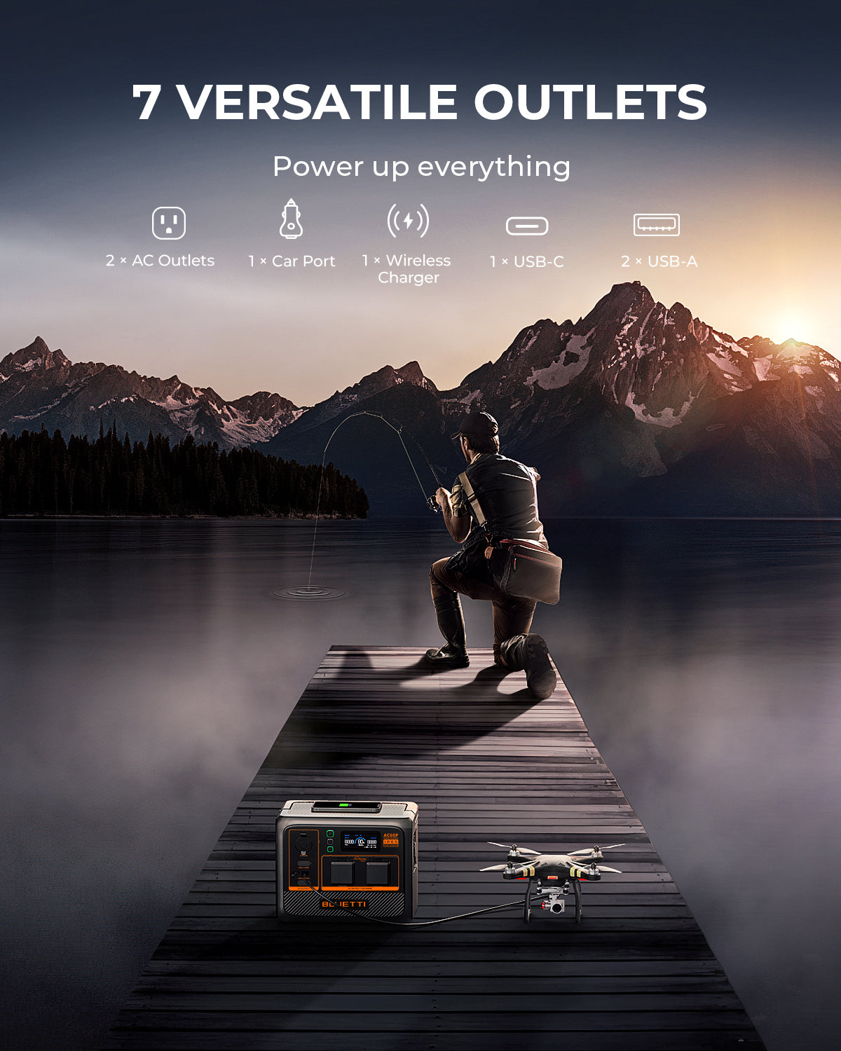 BLUETTI AC60P ORKUBANKI - 600W - VATNSVARINN - IP65 - VARA HÆTTIR