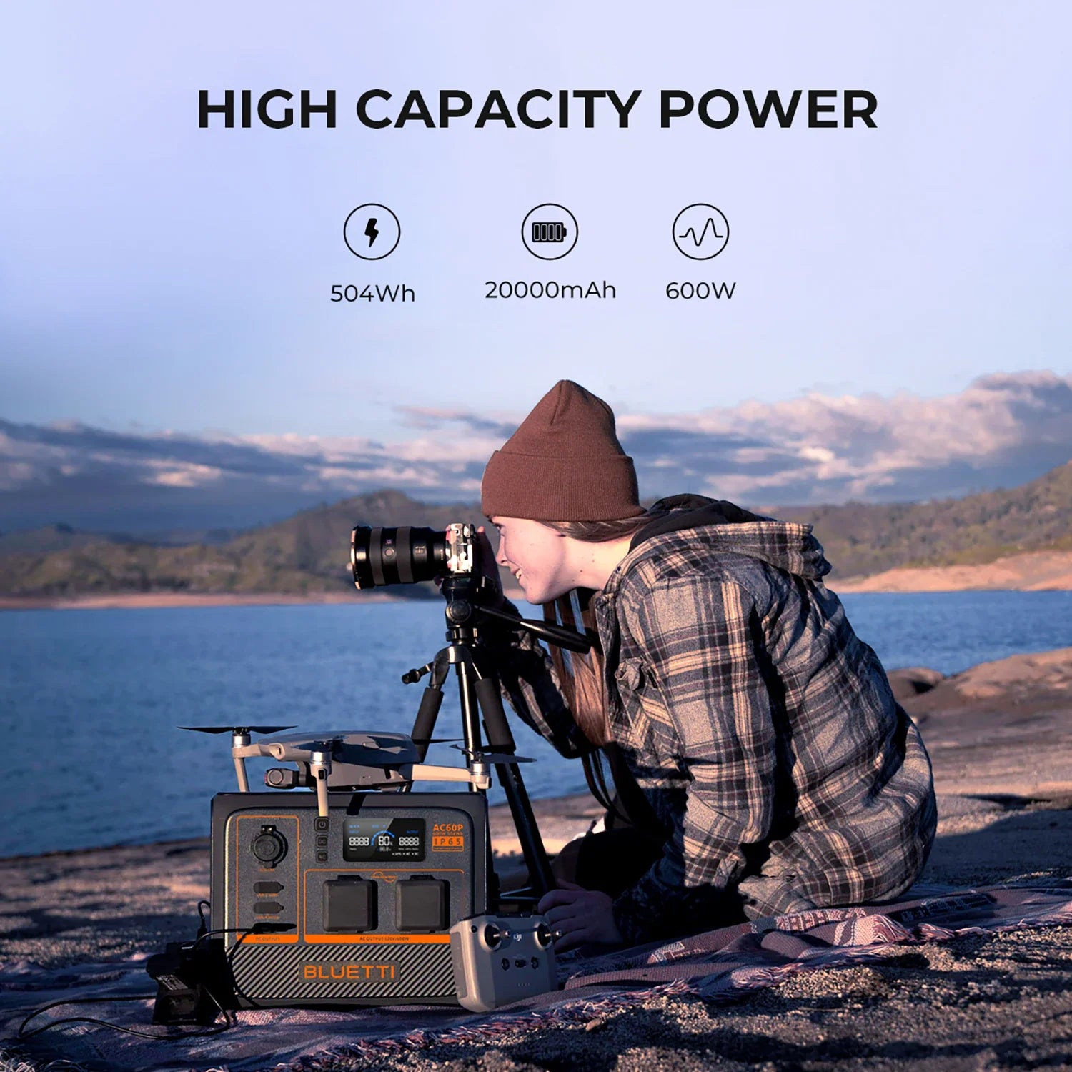 BLUETTI AC60P ORKUBANKI - 600W - VATNSVARINN - IP65 - VARA HÆTTIR