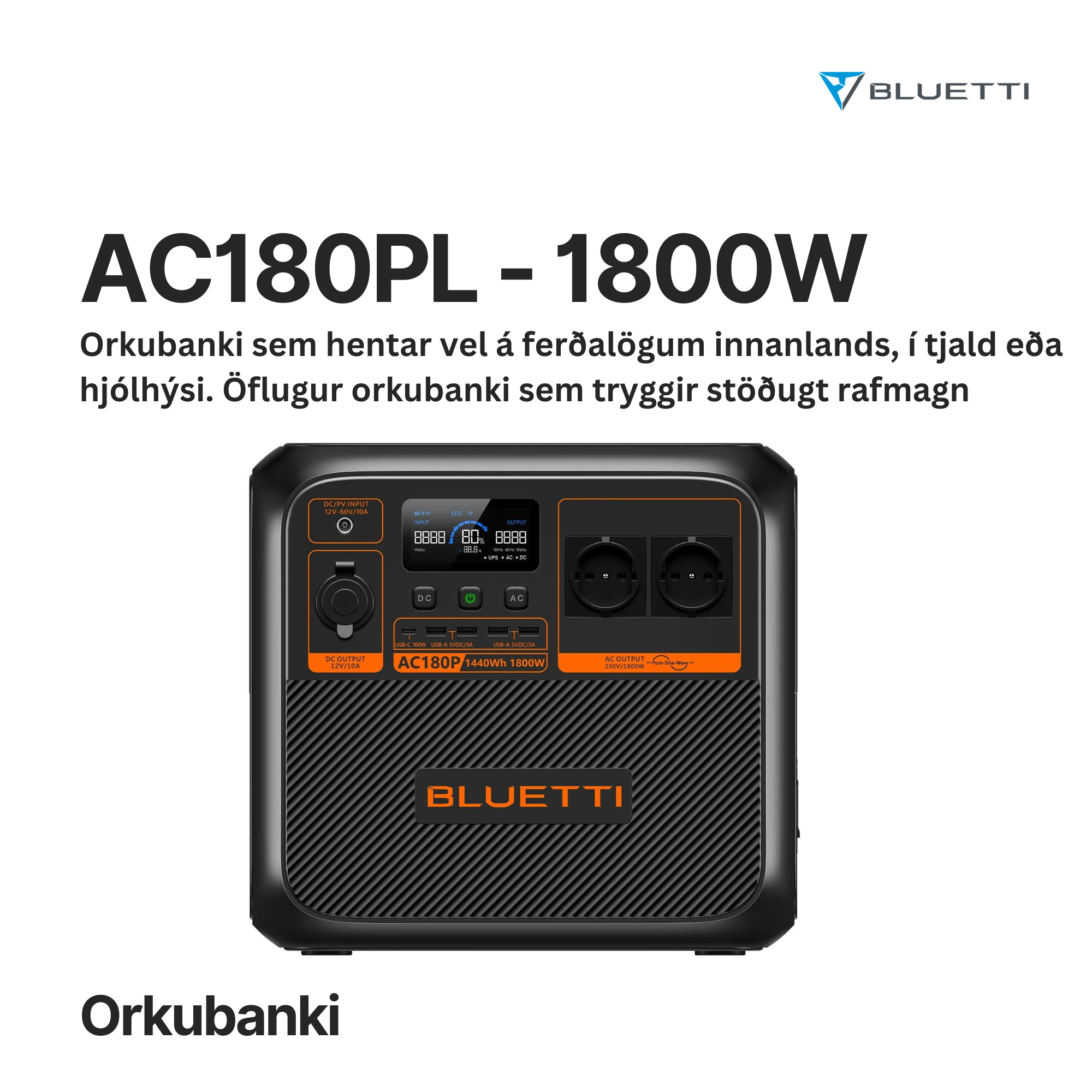 BLUETTI AC180P ORKUBANKI - 1800W