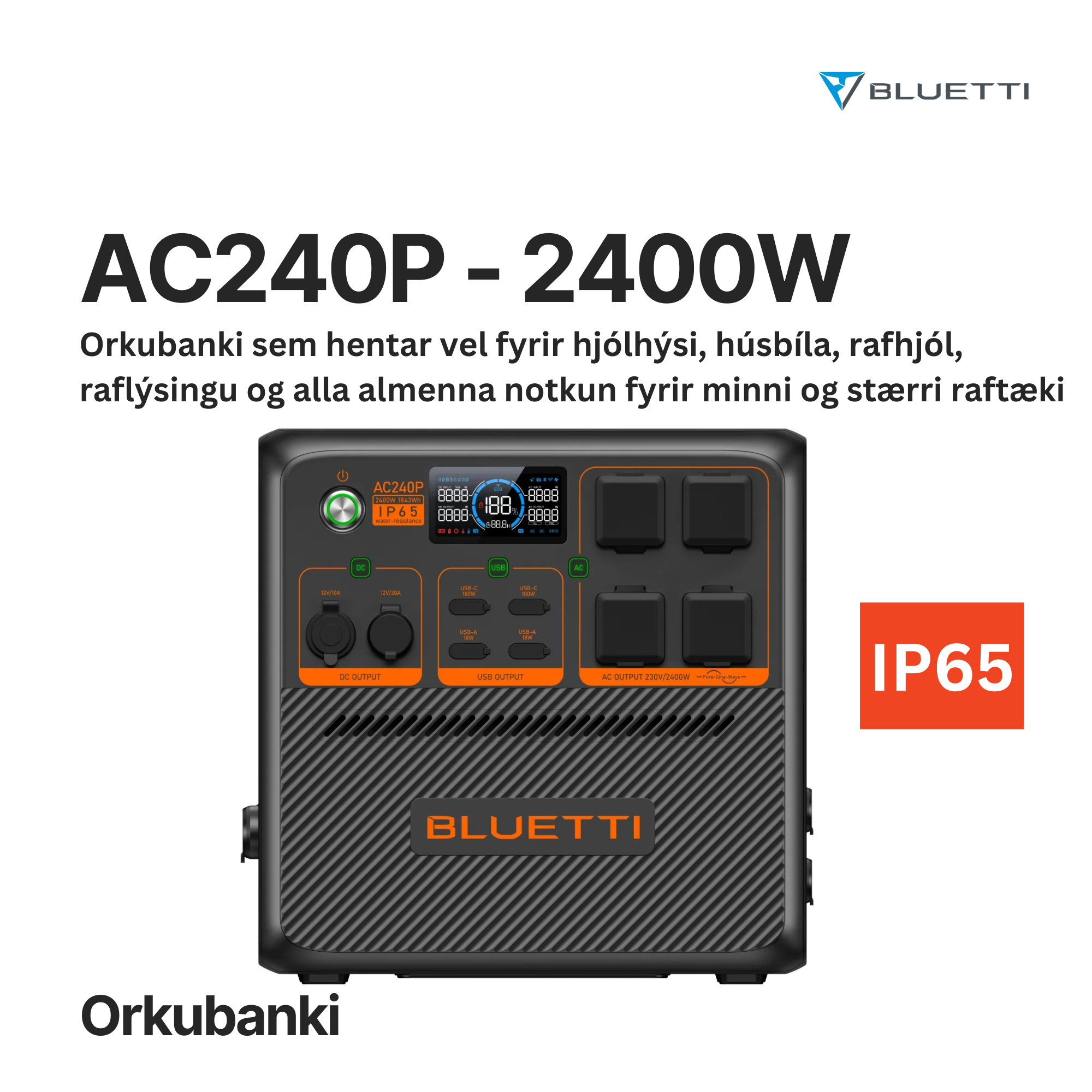 BLUETTI AC240P ORKUBANKI - 2400W - 1.843Wh