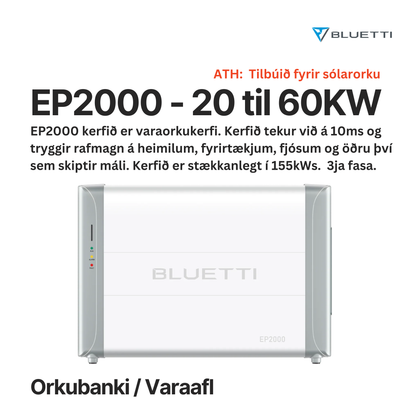 BLUETTI EP2000 VARAORKUKERFI FYRIR HEIMILI OG FYRIRTÆKI